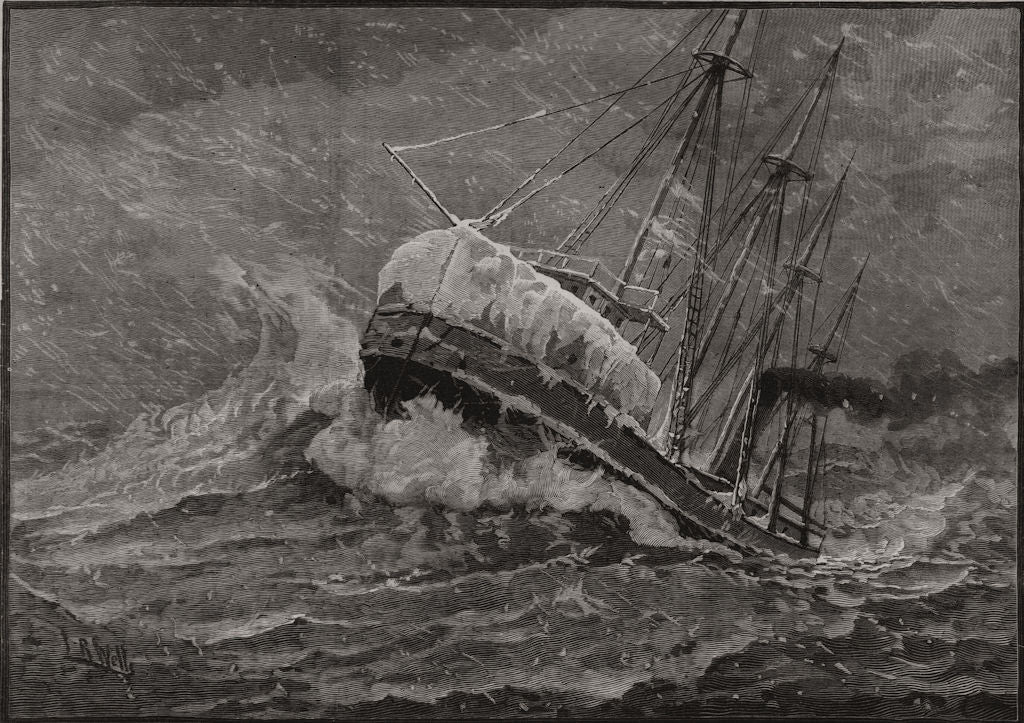 Last grain steamer of the season making for Buffalo, Lake Erie. New York 1887
